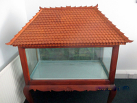 £375 Unique Oriental Pagoda Aquarium in stand 250L, + Filter, light, Heater + extras